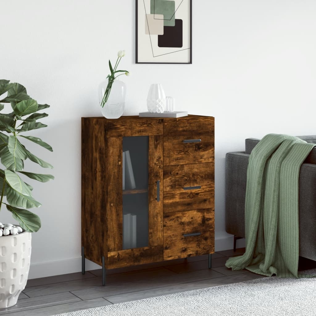 VidaXL Dressoir 69,5x34x90 cm bewerkt hout gerookt eikenkleurig