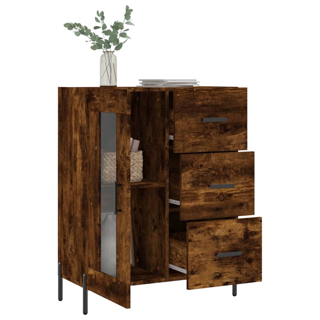 VidaXL Dressoir 69,5x34x90 cm bewerkt hout gerookt eikenkleurig