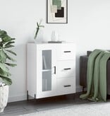 VidaXL Dressoir 69,5x34x90 cm bewerkt hout hoogglans wit