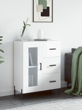 VidaXL Dressoir 69,5x34x90 cm bewerkt hout hoogglans wit