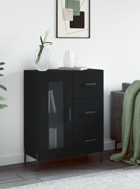 VidaXL Dressoir 69,5x34x90 cm bewerkt hout zwart