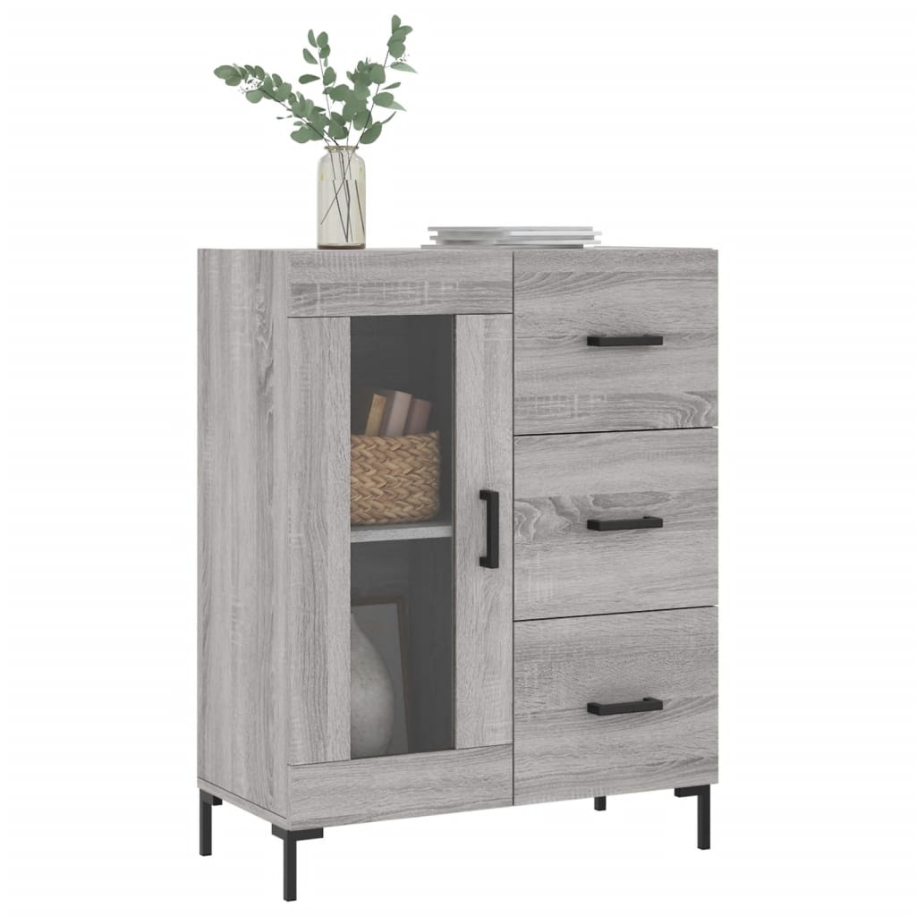 VidaXL Dressoir 69,5x34x90 cm bewerkt hout grijs sonoma eikenkleurig