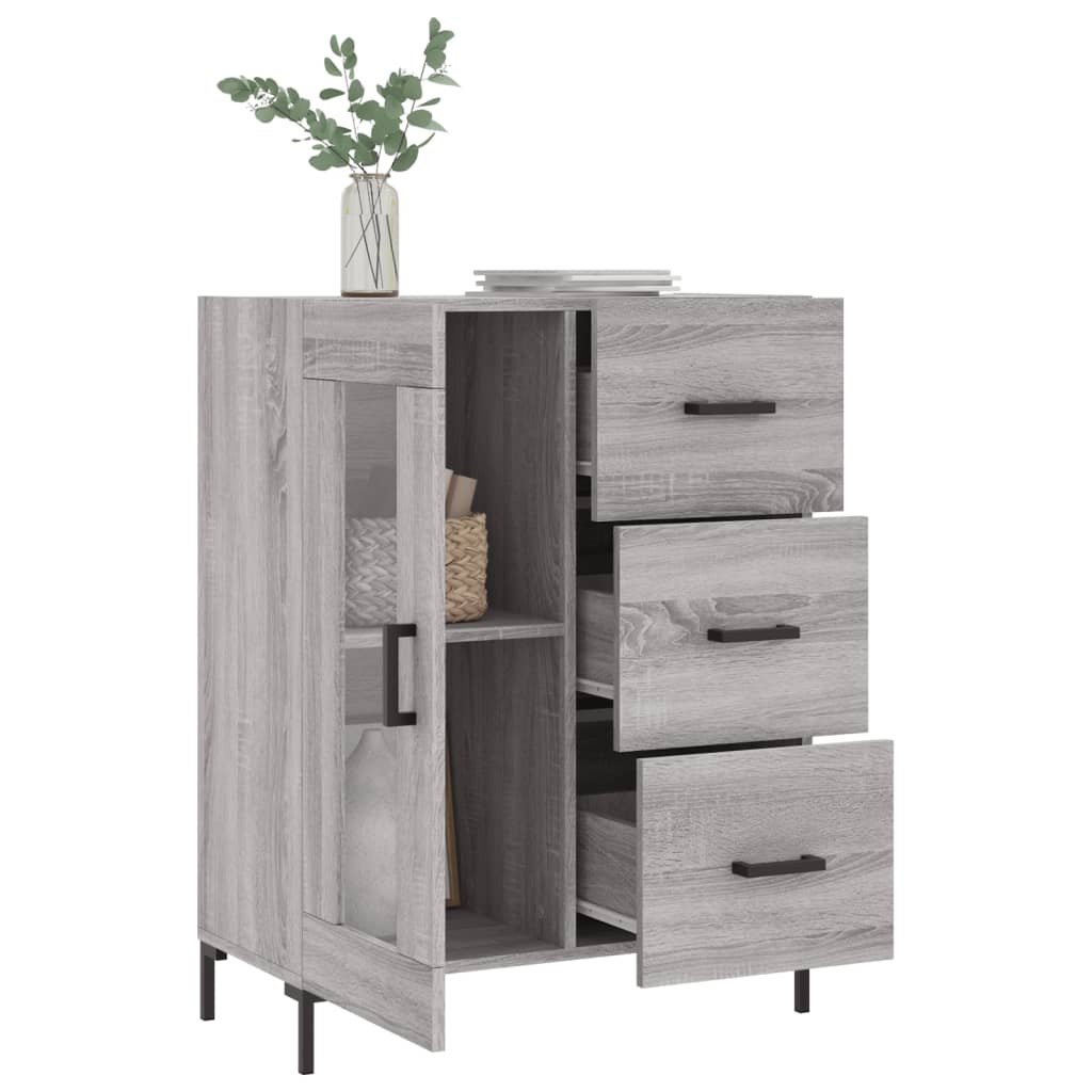 VidaXL Dressoir 69,5x34x90 cm bewerkt hout grijs sonoma eikenkleurig