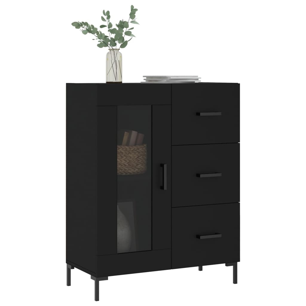 VidaXL Dressoir 69,5x34x90 cm bewerkt hout zwart