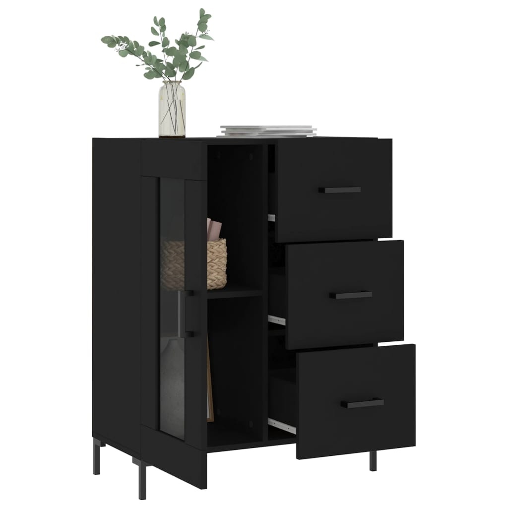 VidaXL Dressoir 69,5x34x90 cm bewerkt hout zwart