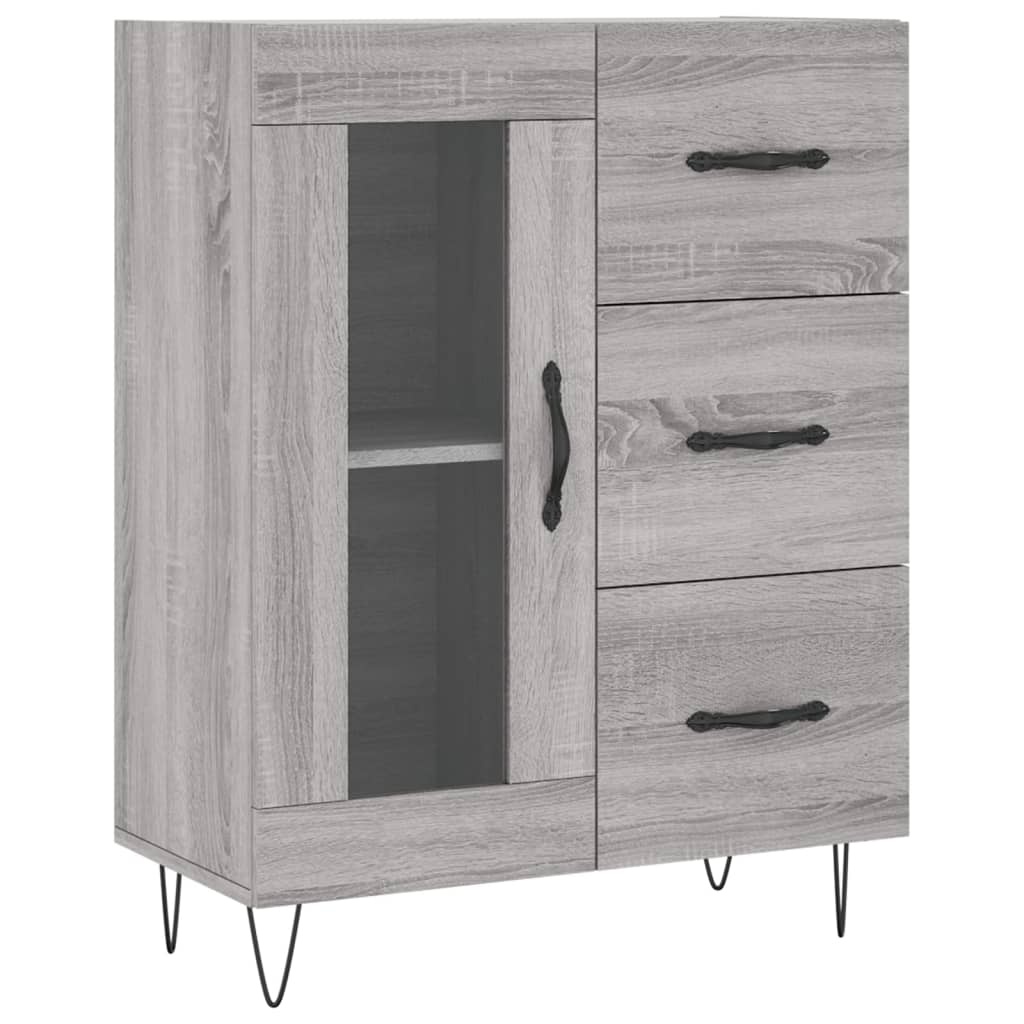 VidaXL Dressoir 69,5x34x90 cm bewerkt hout grijs sonoma eikenkleurig
