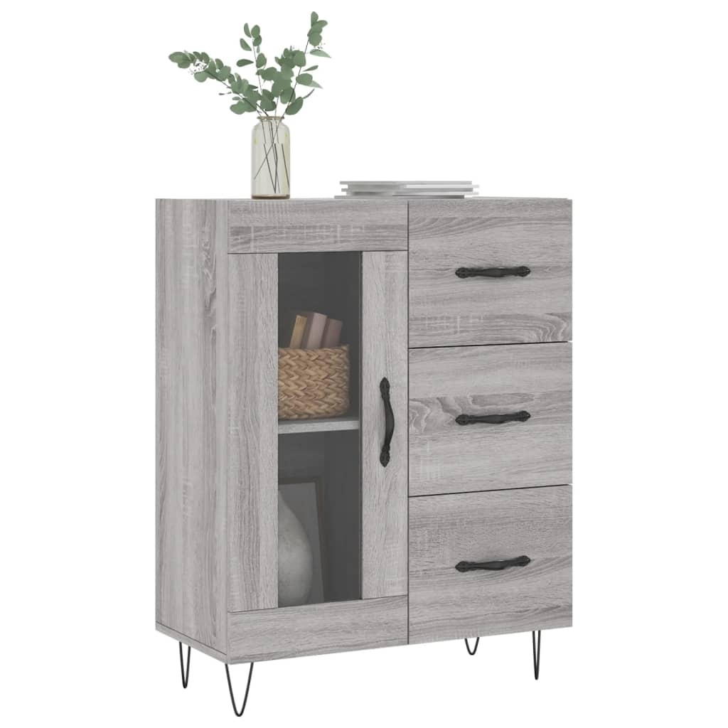 VidaXL Dressoir 69,5x34x90 cm bewerkt hout grijs sonoma eikenkleurig