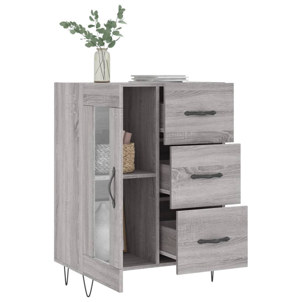 VidaXL Dressoir 69,5x34x90 cm bewerkt hout grijs sonoma eikenkleurig