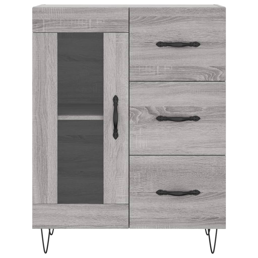 VidaXL Dressoir 69,5x34x90 cm bewerkt hout grijs sonoma eikenkleurig