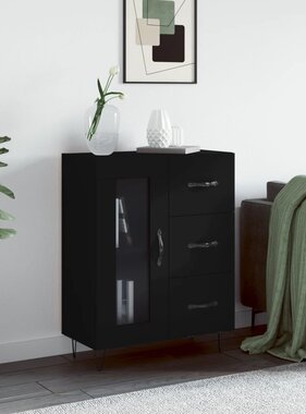VidaXL Dressoir 69,5x34x90 cm bewerkt hout zwart