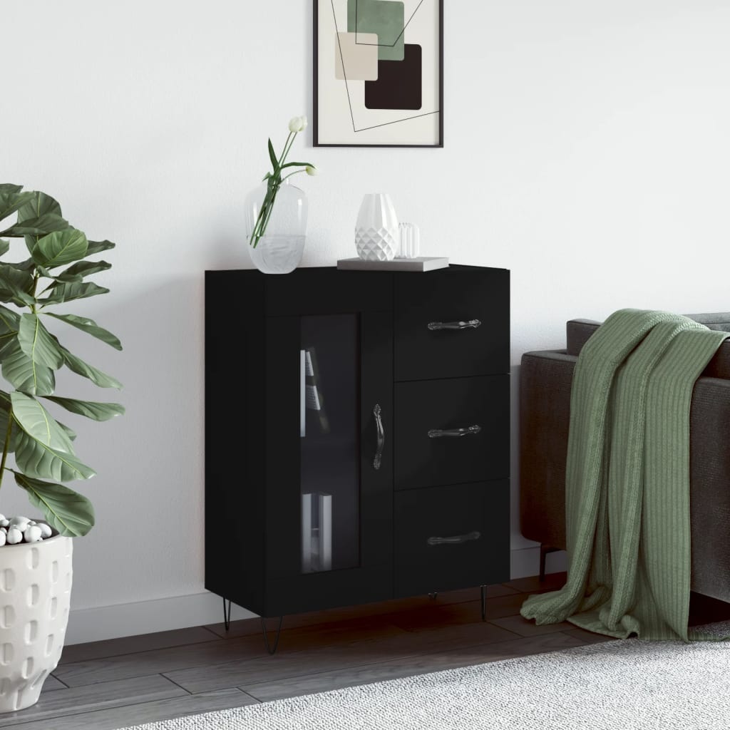 VidaXL Dressoir 69,5x34x90 cm bewerkt hout zwart