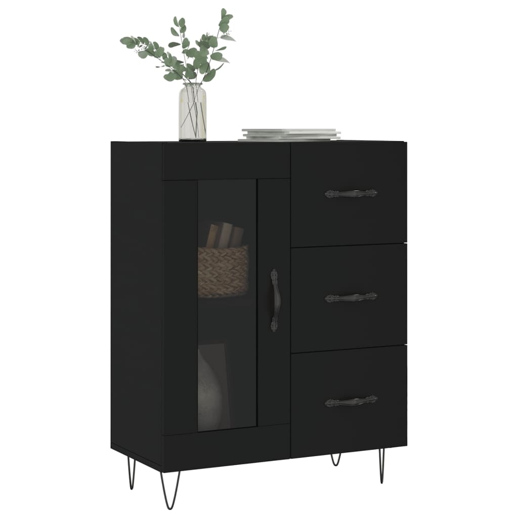 VidaXL Dressoir 69,5x34x90 cm bewerkt hout zwart