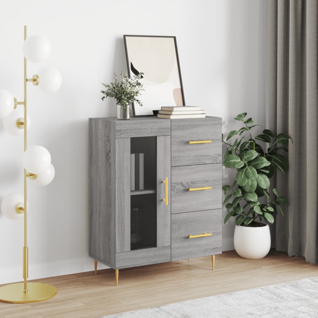 VidaXL Dressoir 69,5x34x90 cm bewerkt hout grijs sonoma eikenkleurig