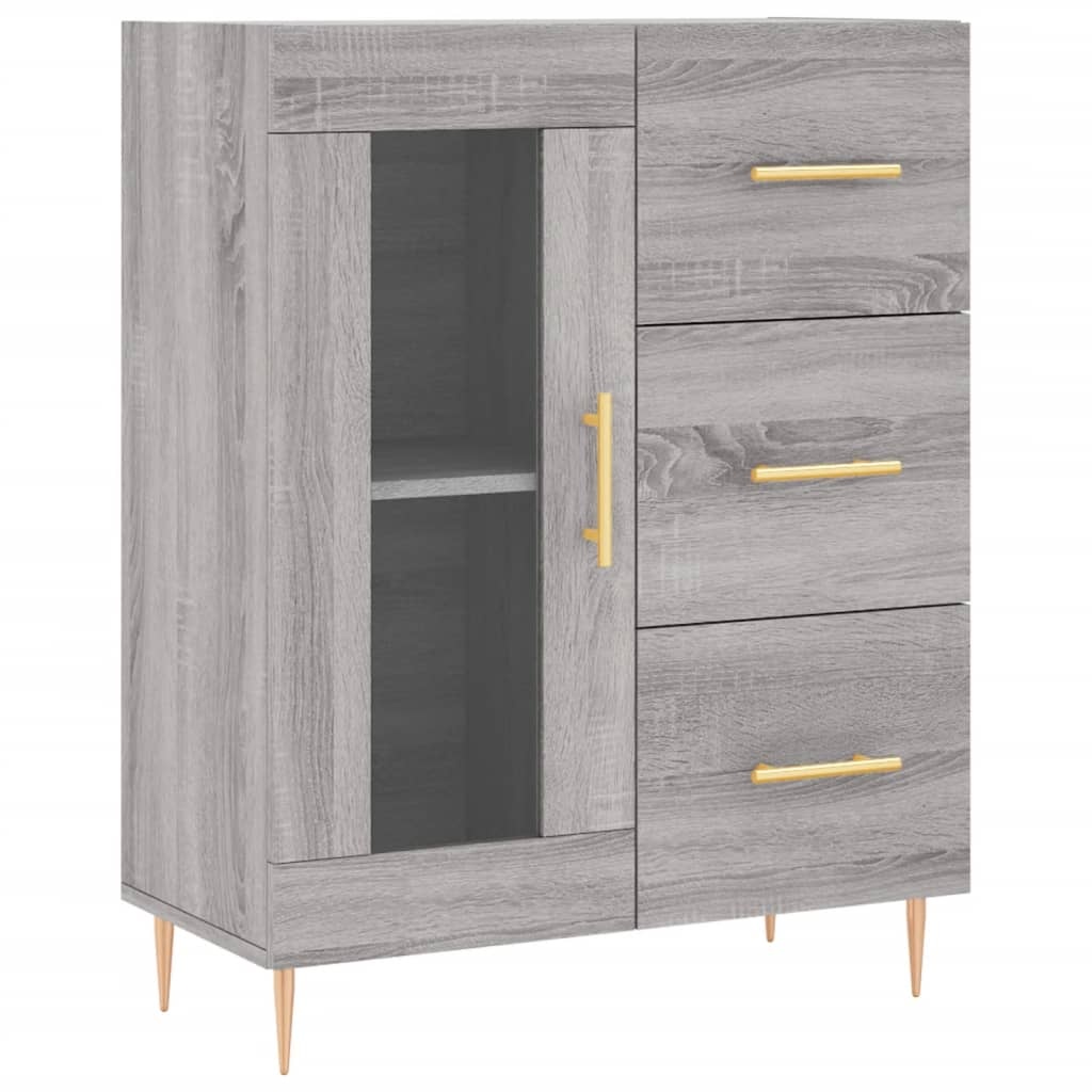 VidaXL Dressoir 69,5x34x90 cm bewerkt hout grijs sonoma eikenkleurig