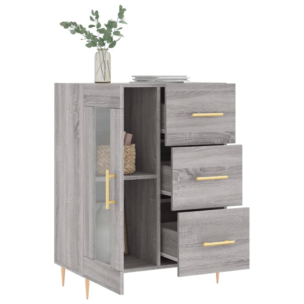 VidaXL Dressoir 69,5x34x90 cm bewerkt hout grijs sonoma eikenkleurig