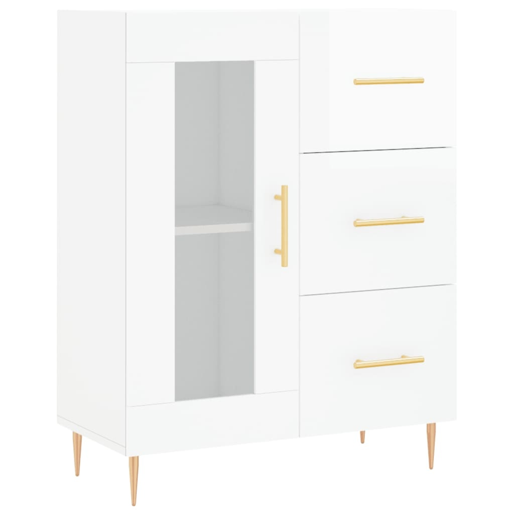 VidaXL Dressoir 69,5x34x90 cm bewerkt hout hoogglans wit