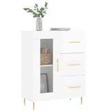 VidaXL Dressoir 69,5x34x90 cm bewerkt hout hoogglans wit