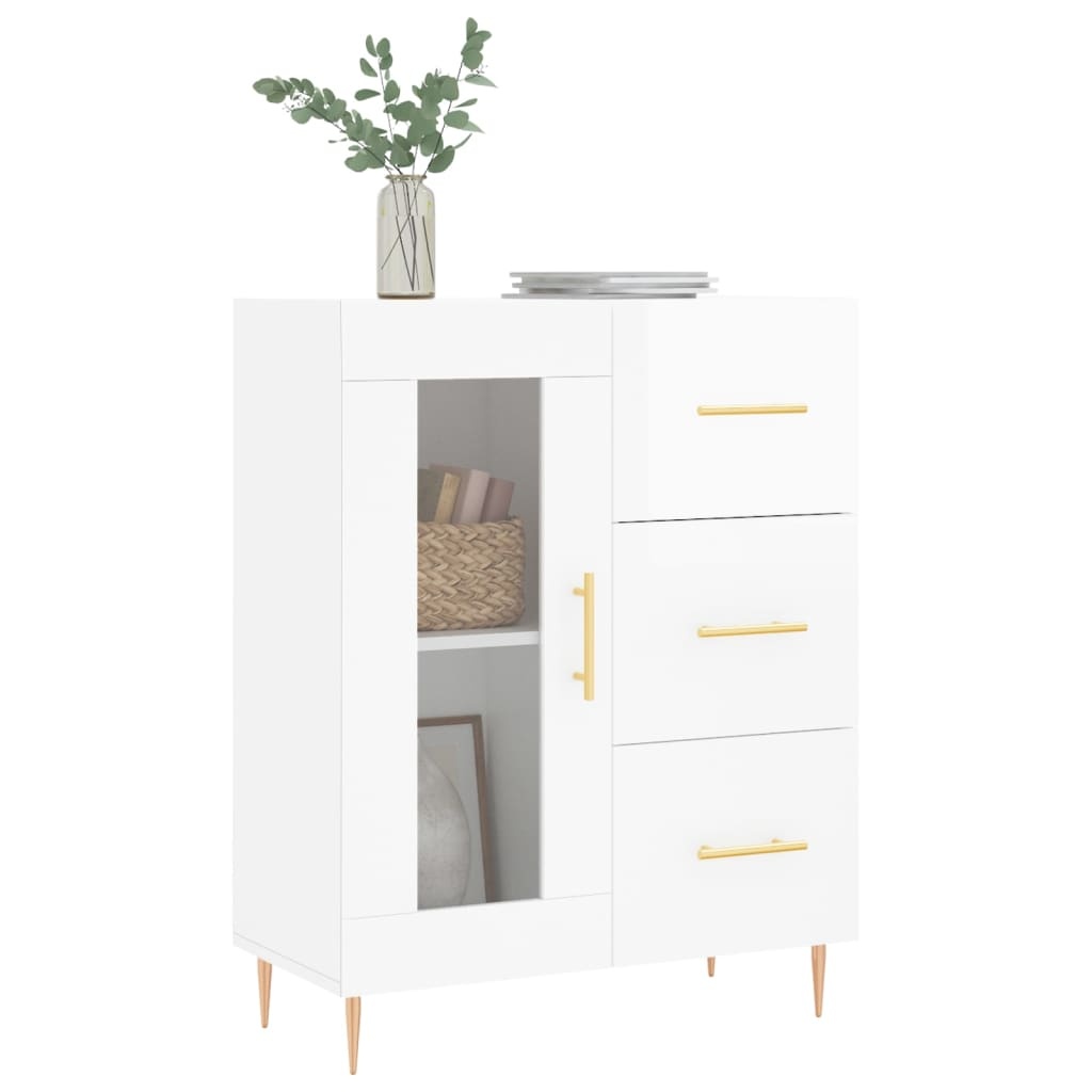 VidaXL Dressoir 69,5x34x90 cm bewerkt hout hoogglans wit