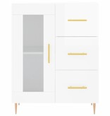 VidaXL Dressoir 69,5x34x90 cm bewerkt hout hoogglans wit
