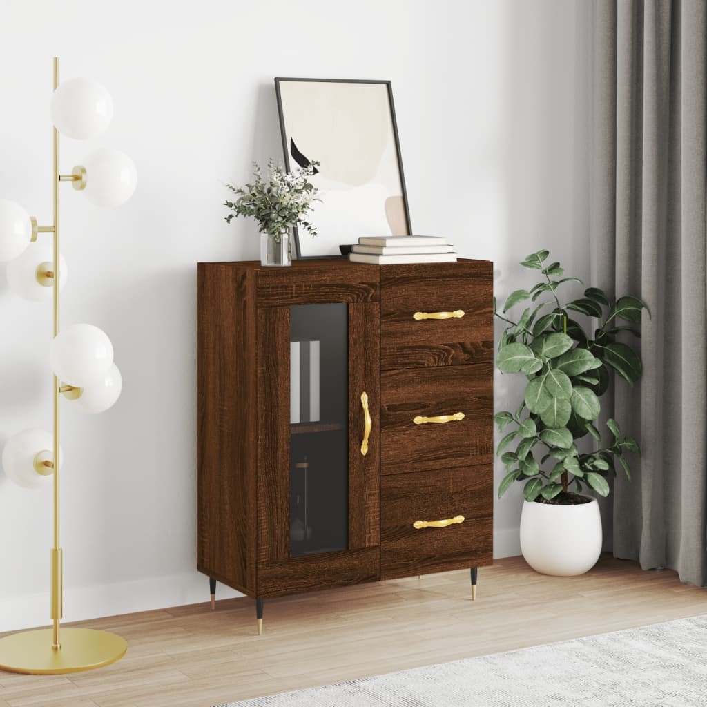 VidaXL Dressoir 69,5x34x90 cm bewerkt hout bruineikenkleurig