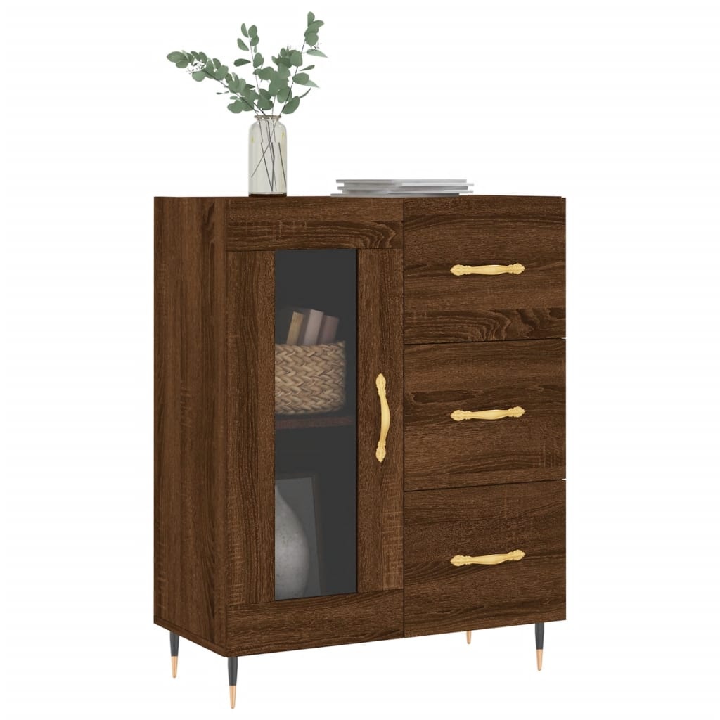 VidaXL Dressoir 69,5x34x90 cm bewerkt hout bruineikenkleurig