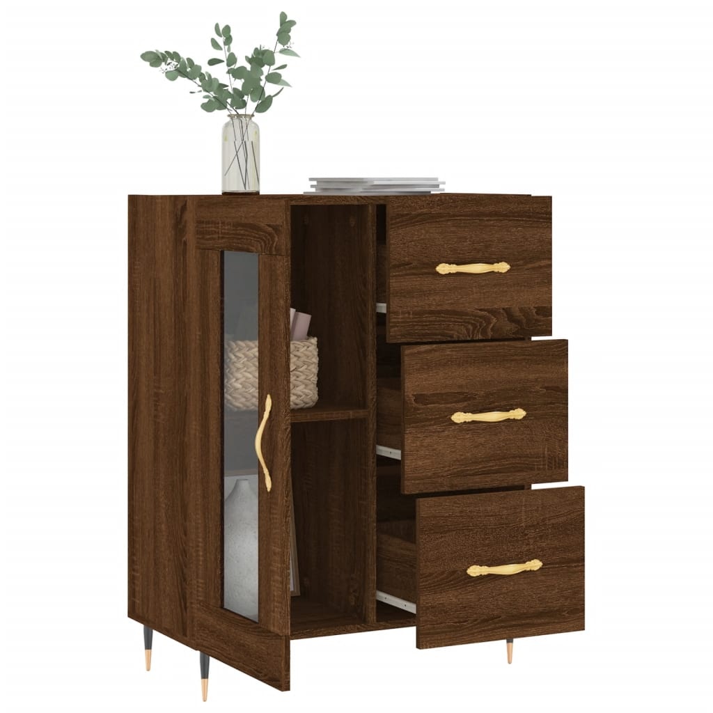 VidaXL Dressoir 69,5x34x90 cm bewerkt hout bruineikenkleurig