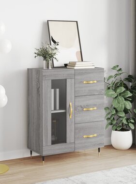 VidaXL Dressoir 69,5x34x90 cm bewerkt hout grijs sonoma eikenkleurig