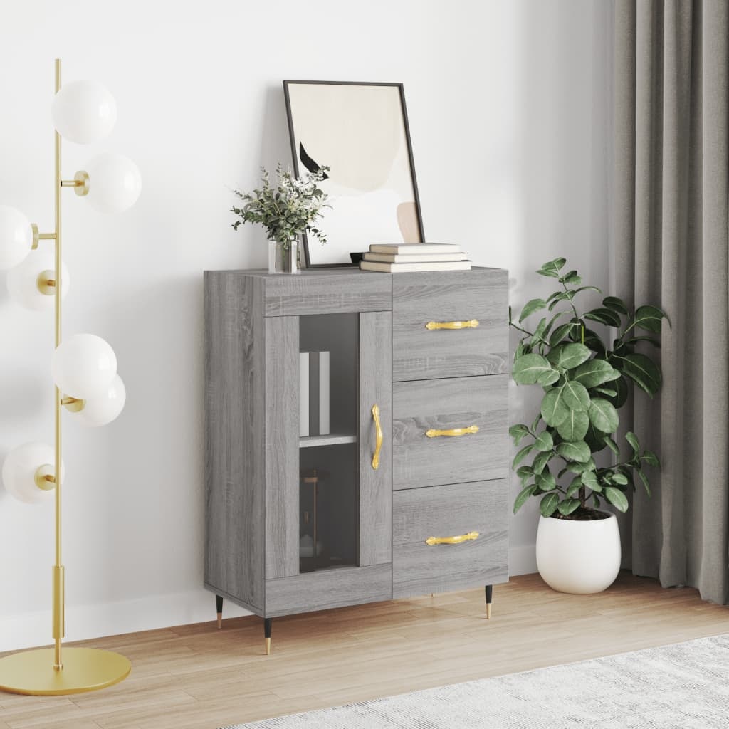 VidaXL Dressoir 69,5x34x90 cm bewerkt hout grijs sonoma eikenkleurig