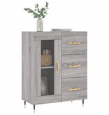 VidaXL Dressoir 69,5x34x90 cm bewerkt hout grijs sonoma eikenkleurig