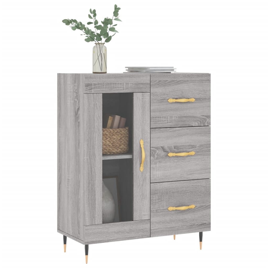 VidaXL Dressoir 69,5x34x90 cm bewerkt hout grijs sonoma eikenkleurig