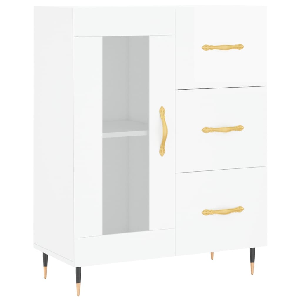 VidaXL Dressoir 69,5x34x90 cm bewerkt hout hoogglans wit