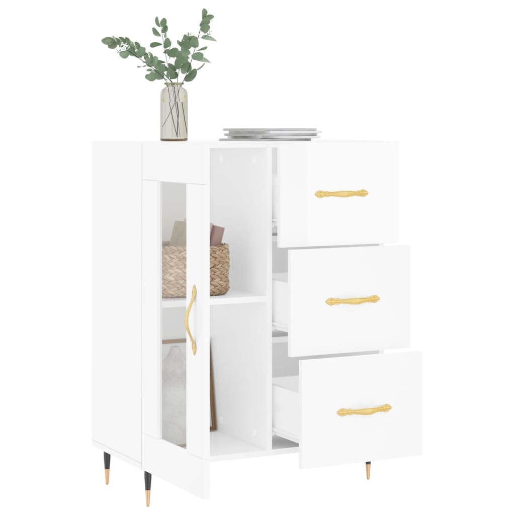 VidaXL Dressoir 69,5x34x90 cm bewerkt hout hoogglans wit