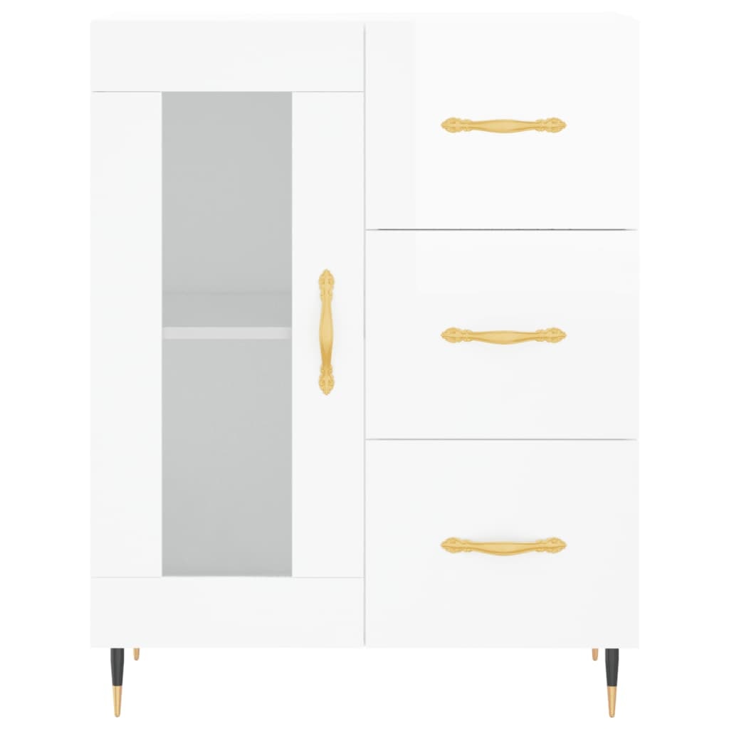 VidaXL Dressoir 69,5x34x90 cm bewerkt hout hoogglans wit