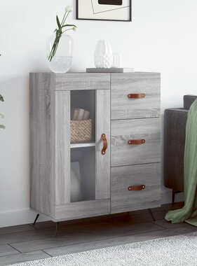 VidaXL Dressoir 69,5x34x90 cm bewerkt hout grijs sonoma eikenkleurig