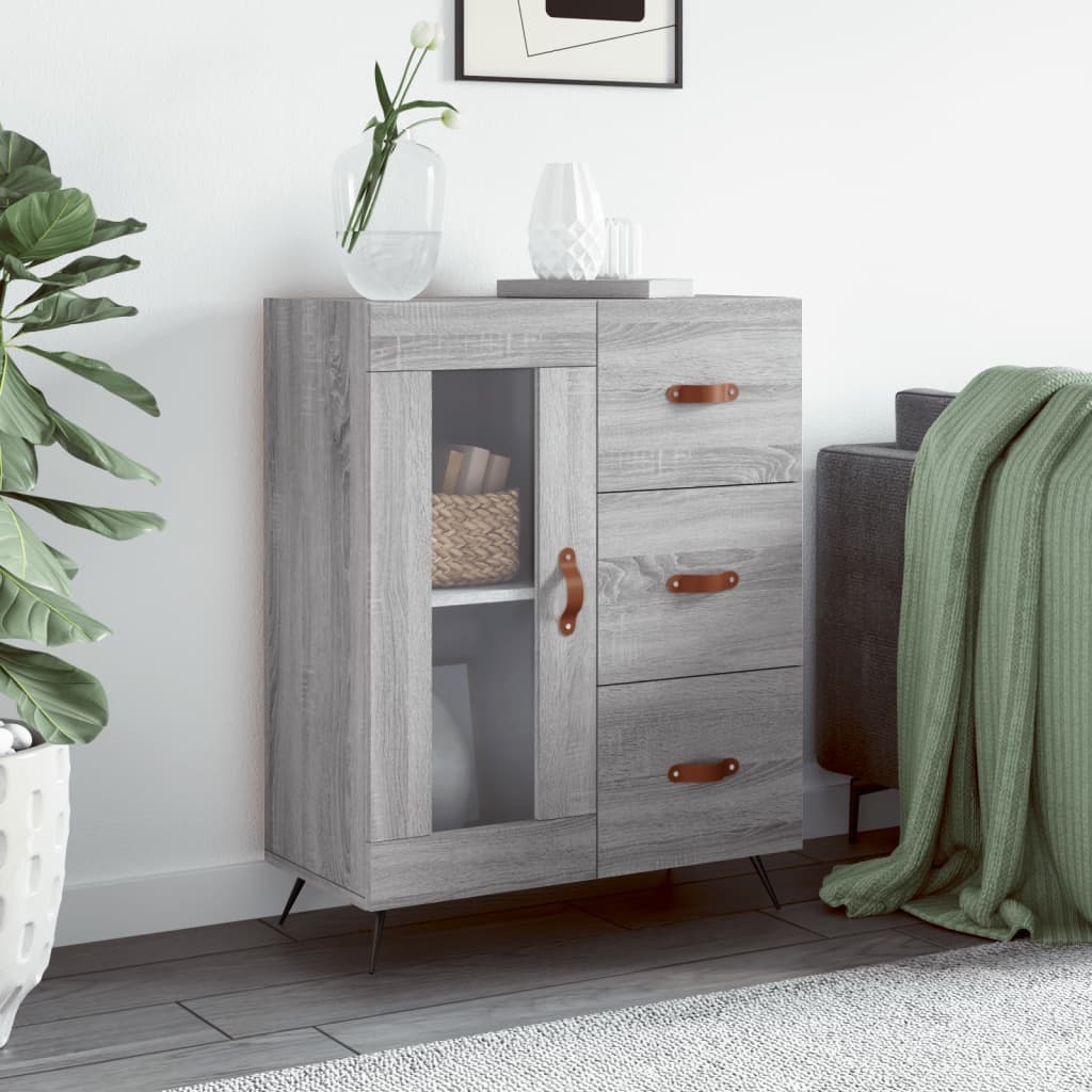 VidaXL Dressoir 69,5x34x90 cm bewerkt hout grijs sonoma eikenkleurig