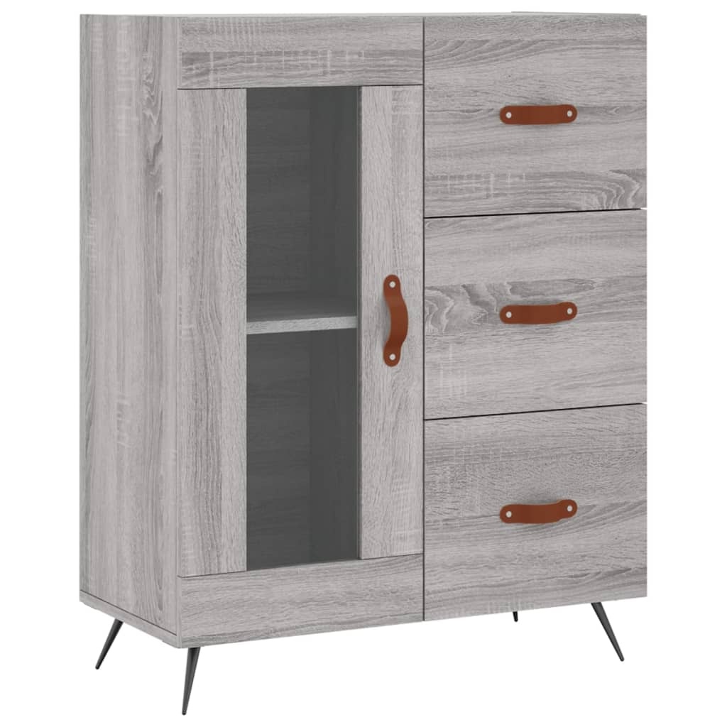 VidaXL Dressoir 69,5x34x90 cm bewerkt hout grijs sonoma eikenkleurig