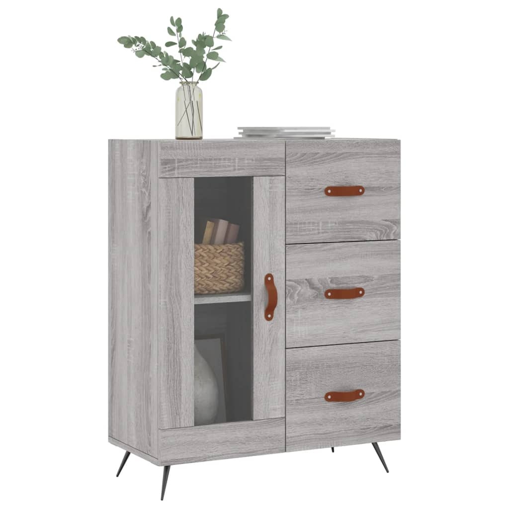 VidaXL Dressoir 69,5x34x90 cm bewerkt hout grijs sonoma eikenkleurig