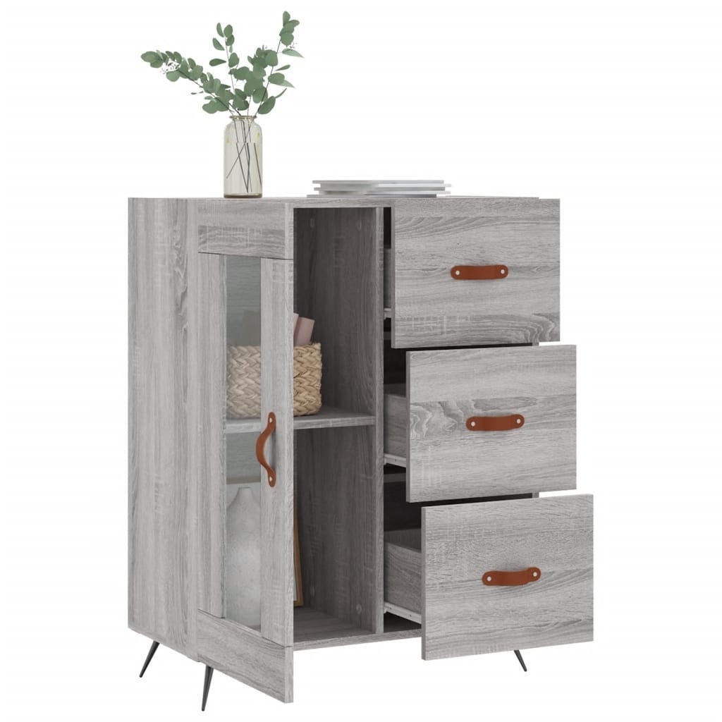 VidaXL Dressoir 69,5x34x90 cm bewerkt hout grijs sonoma eikenkleurig