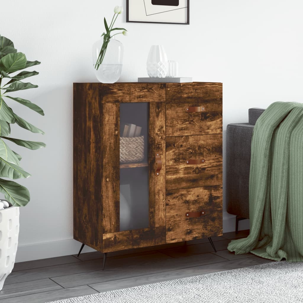 VidaXL Dressoir 69,5x34x90 cm bewerkt hout gerookt eikenkleurig