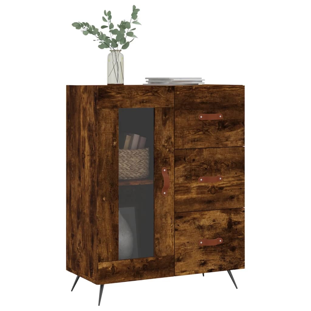 VidaXL Dressoir 69,5x34x90 cm bewerkt hout gerookt eikenkleurig