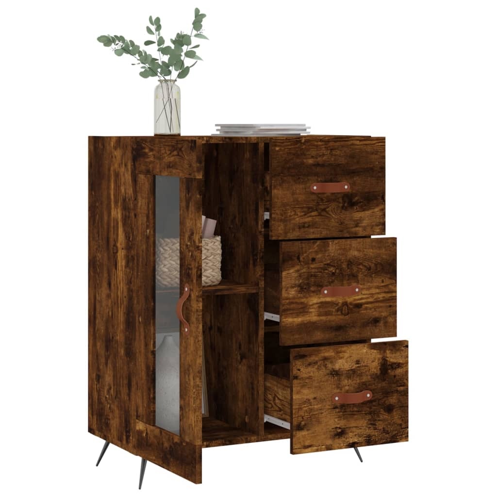 VidaXL Dressoir 69,5x34x90 cm bewerkt hout gerookt eikenkleurig