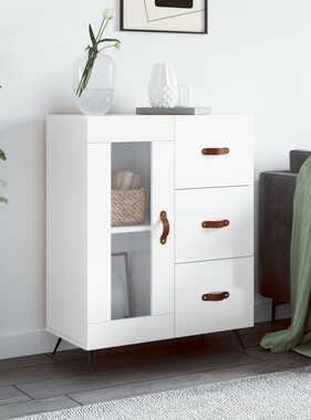 VidaXL Dressoir 69,5x34x90 cm bewerkt hout hoogglans wit