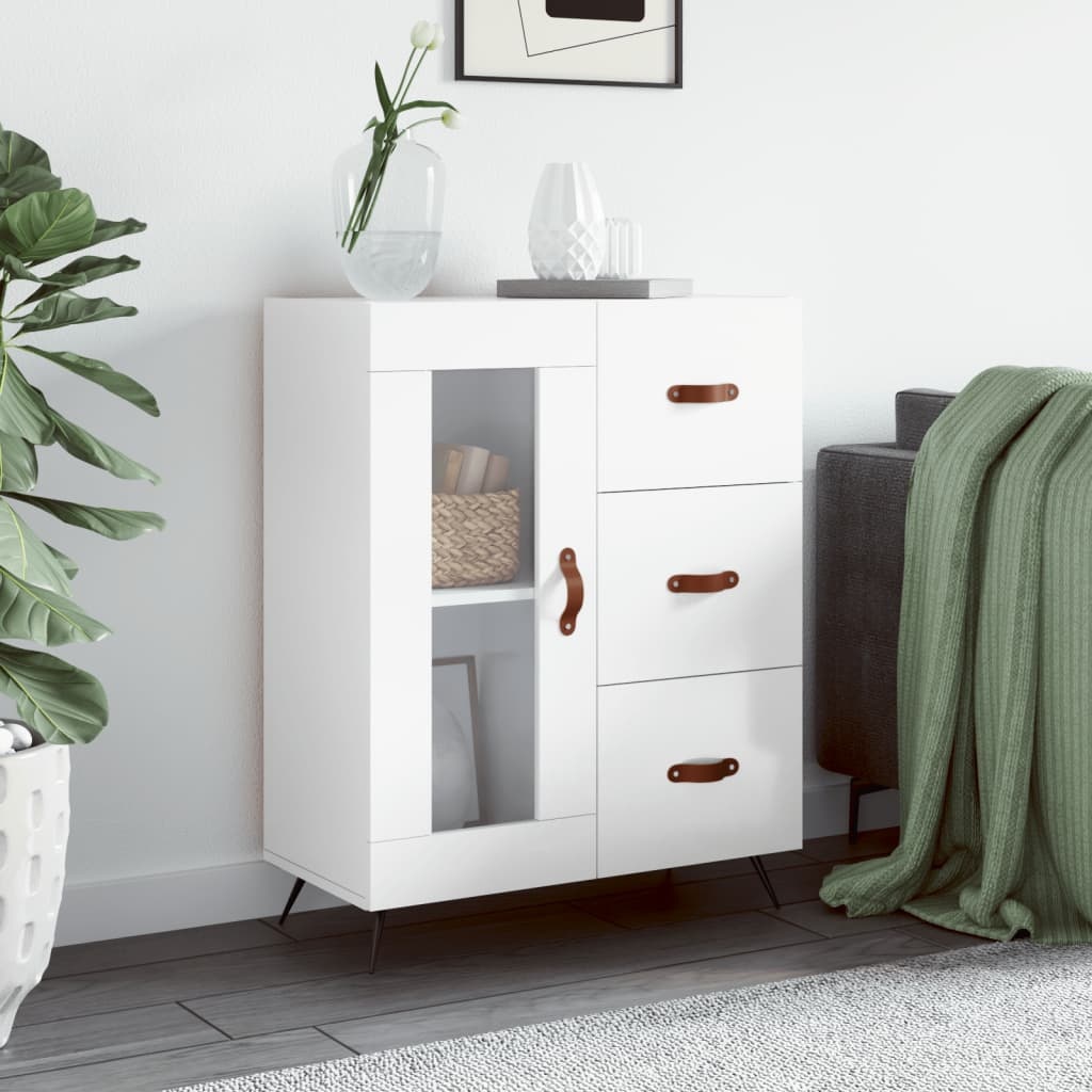 VidaXL Dressoir 69,5x34x90 cm bewerkt hout hoogglans wit