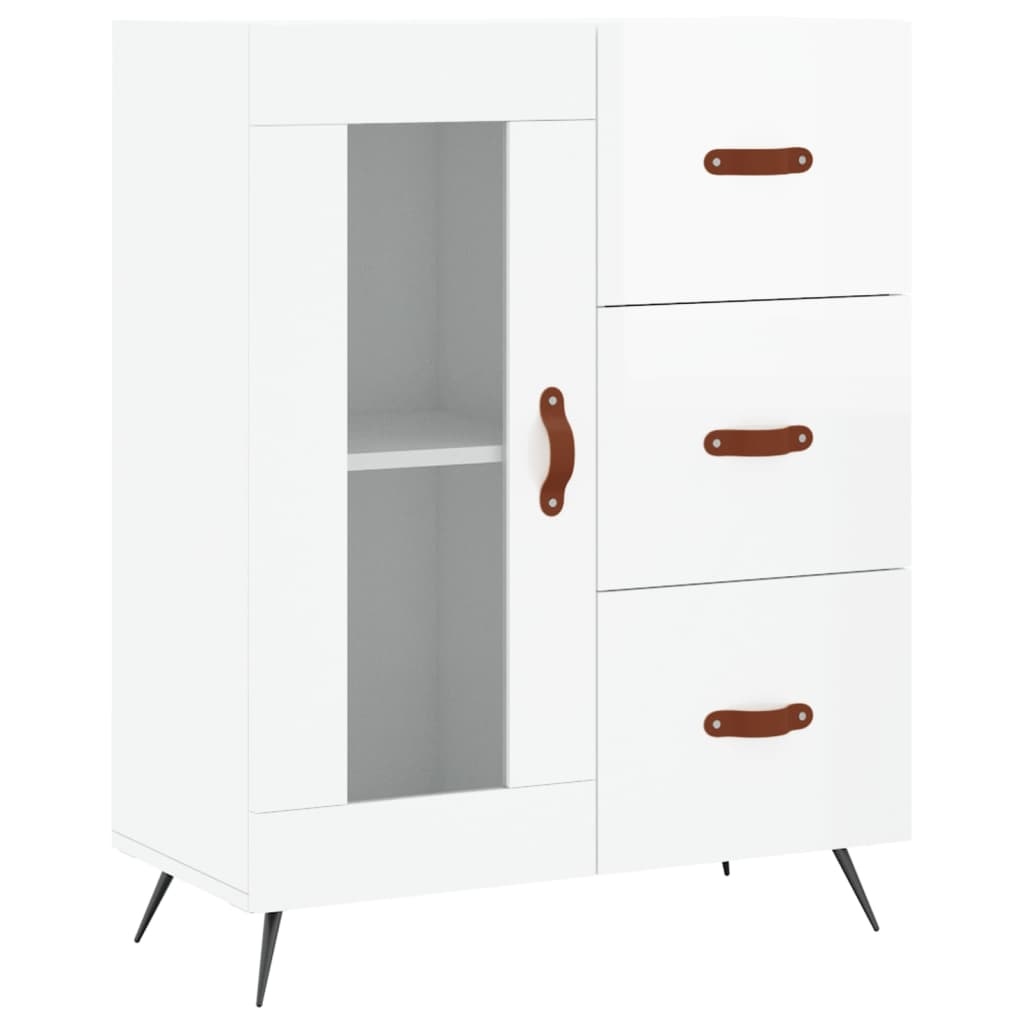 VidaXL Dressoir 69,5x34x90 cm bewerkt hout hoogglans wit
