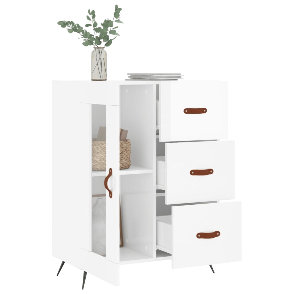 VidaXL Dressoir 69,5x34x90 cm bewerkt hout hoogglans wit