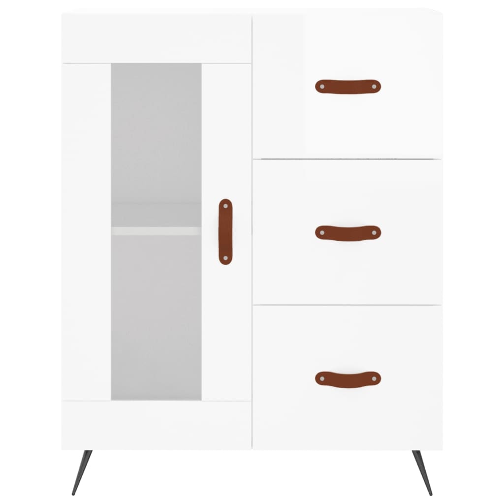 VidaXL Dressoir 69,5x34x90 cm bewerkt hout hoogglans wit