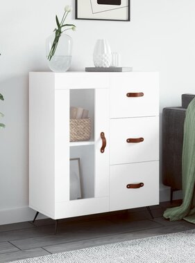 VidaXL Dressoir 69,5x34x90 cm bewerkt hout wit