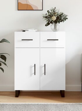 VidaXL Dressoir 69,5x34x90 cm bewerkt hout hoogglans wit