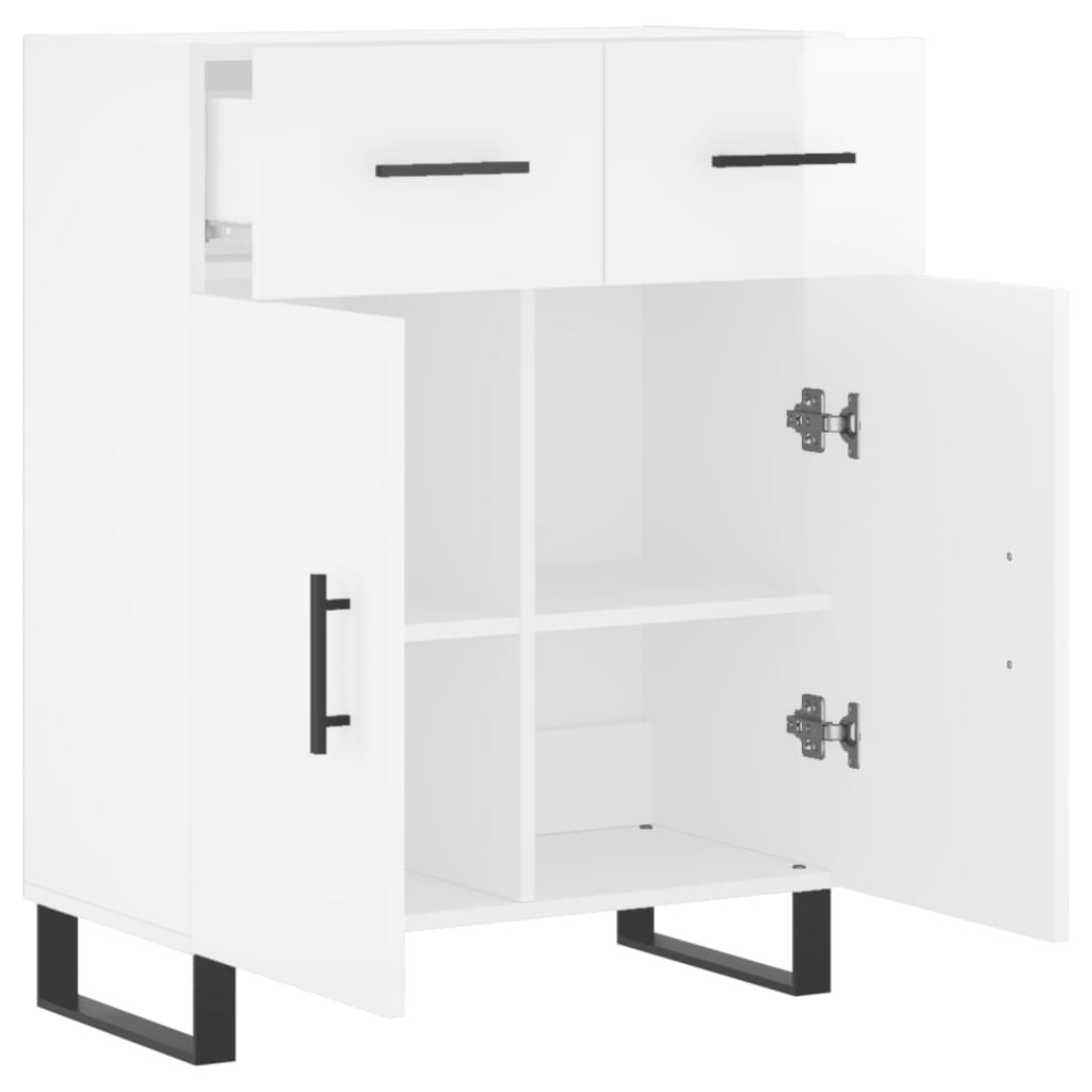 VidaXL Dressoir 69,5x34x90 cm bewerkt hout hoogglans wit