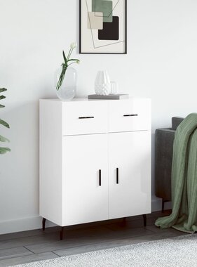 VidaXL Dressoir 69,5x34x90 cm bewerkt hout hoogglans wit